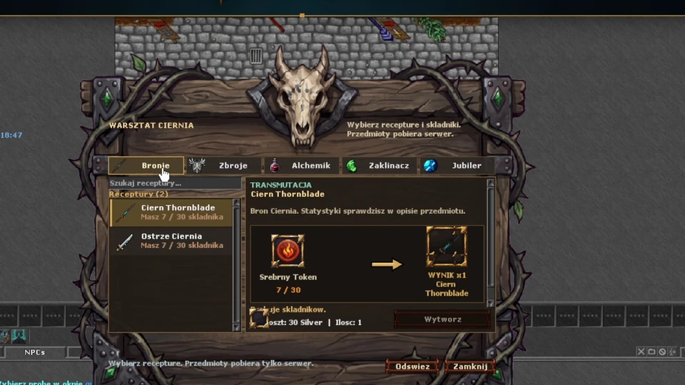 Item com um afixo extra de Ciern no cliente do jogo